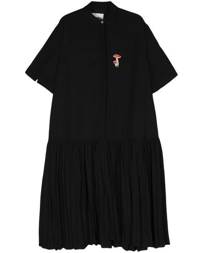 Jil Sander Mushroom-embroidered Crepe Midi Dress - Black