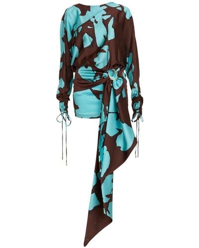 Silvia Tcherassi Mallorca Abstract-print Minidress - Blue