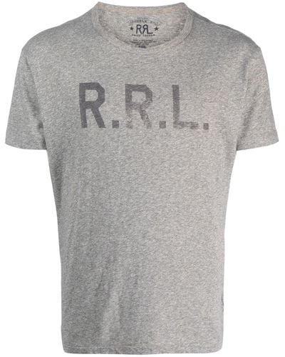 RRL Logo Print Cotton T-shirt - Gray