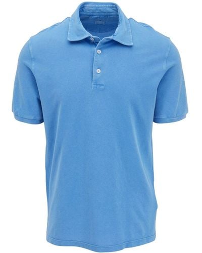 Fedeli Short-sleeve Cotton Polo Shirt - Blue