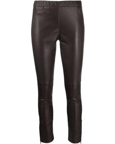 P.A.R.O.S.H. Slim-cut Leather Trousers - Brown