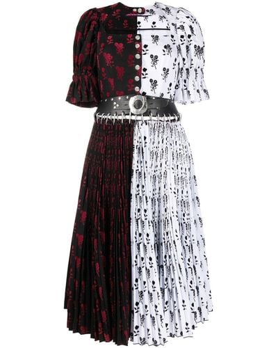 Chopova Lowena Midi-jurk Met Tweekleurig Vlak - Rood