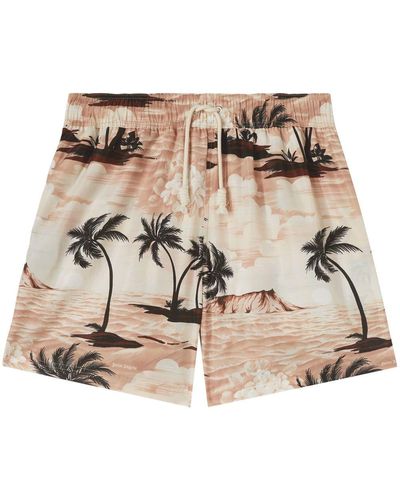 Palm Angels Hawaiian Dream Drawstring Swim Shorts - Natural