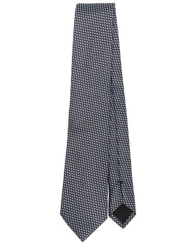 BOSS Geometric-print Tie - Grey