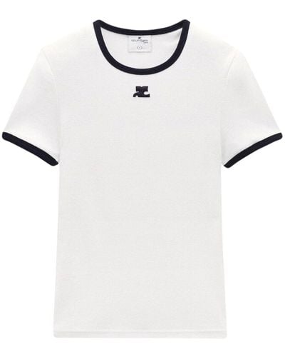 Courreges T-shirt Bumpy à bords contrastants - Blanc