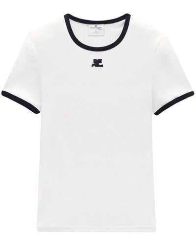 Courreges Camiseta Bumpy con diseño en contraste - Blanco