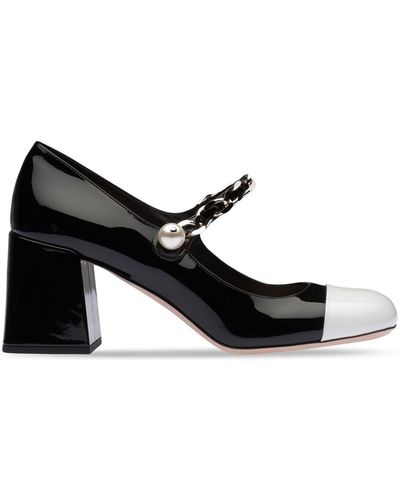 Miu Miu Escarpins bicolores en cuir verni 65 mm - Noir