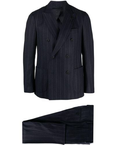 Lardini Pinstripe-pattern Double-breasted Suit - Blue