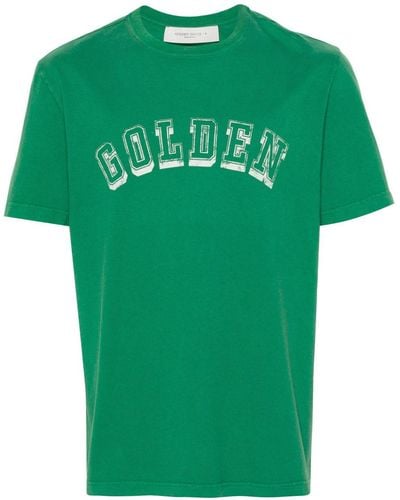 Golden Goose T-shirt en coton à logo imprimé - Vert