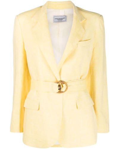 Forte Dei Marmi Couture Belted Linen Blazer - Yellow