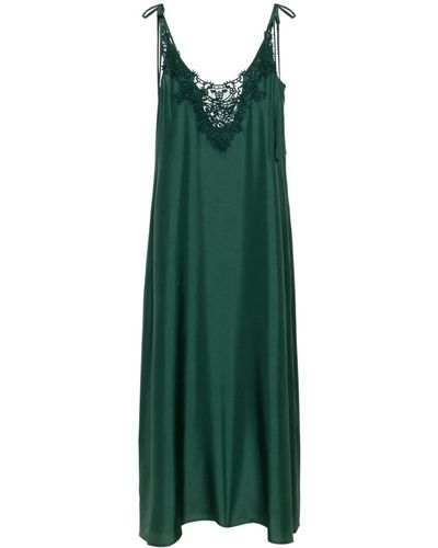P.A.R.O.S.H. Lace-appliqué Silk Slip Dress - Green