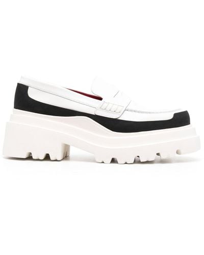 Plan C Paneled Chunky Loafers - White