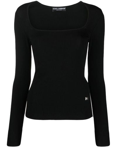 Dolce & Gabbana Square-neck Knitted Top - Black