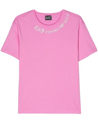 EA7 T-Shirt mit Logo-Print - Pink