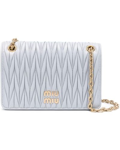 Miu Miu Mini-Tasche aus Matelassé-Leder - Weiß