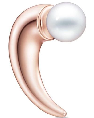 Tasaki Pendiente Collection Line Danger Horn en SAKURAGOLDTM de 18 kt con perla - Blanco