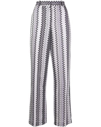 Missoni Pantalon à taille haute à motif zigzag - Blanc