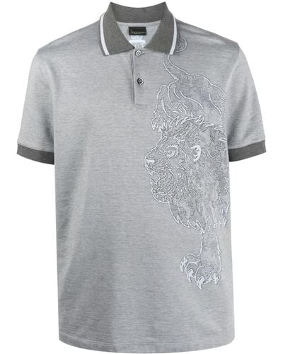 Billionaire Lion-print Polo Shirt - Grey