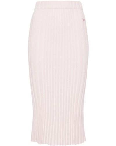 Maison Kitsuné Ribbed-knit Midi Skirt - Pink