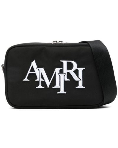 Amiri Staggered Logo-embroidered Messenger Bag - Black