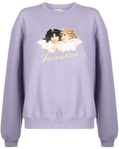 Fiorucci Angel-print Jersey Sweatshirt - Purple