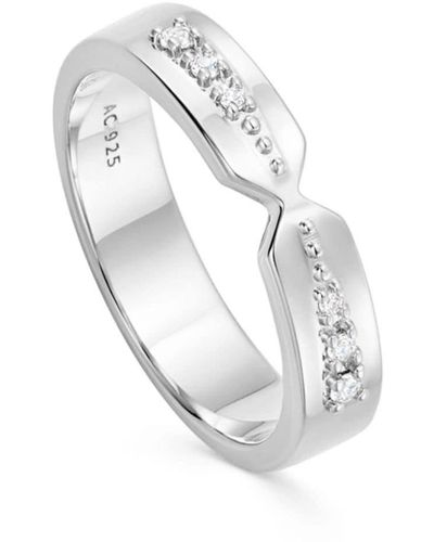 Astley Clarke Luna Ring mit Kristallverzierung - Weiß