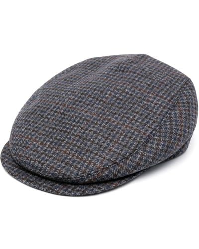 Canali Houndstooth-patterned Wool Beret - Gray