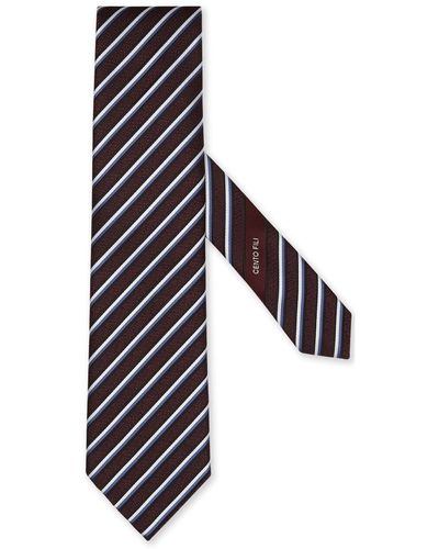 ZEGNA Cravate rayée en soie - Bleu