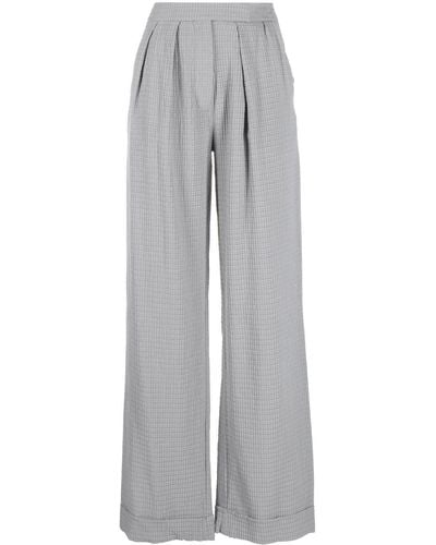 Emporio Armani Waffle-effect Pleated Straight Pants - Gray
