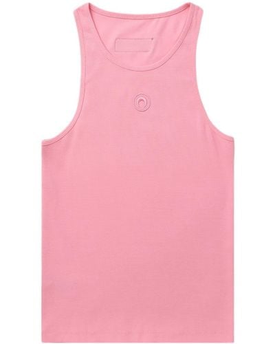 Marine Serre Crescent Moon-embroidered Tank Top - Pink