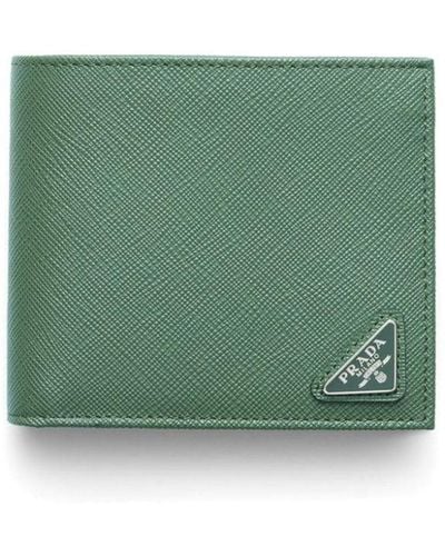 Prada Triangle-logo Leather Wallet - Green