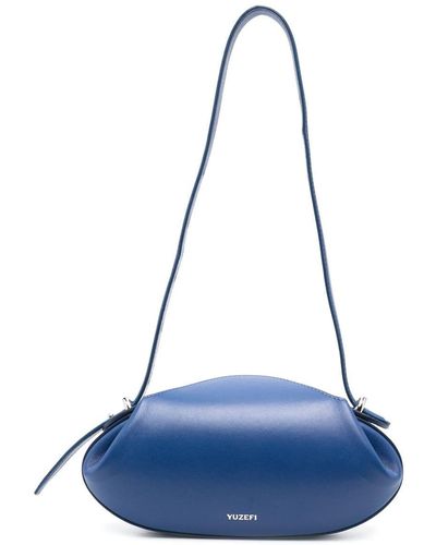 Yuzefi Dinner Roll Leather Shoulder Bag - Blue