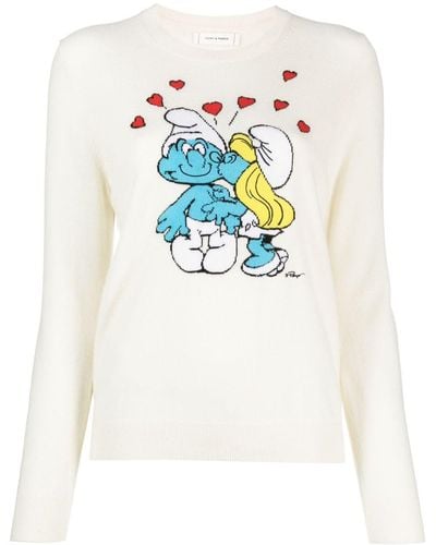 Chinti & Parker Jersey Valentine Smurf con cuello redondo - Blanco