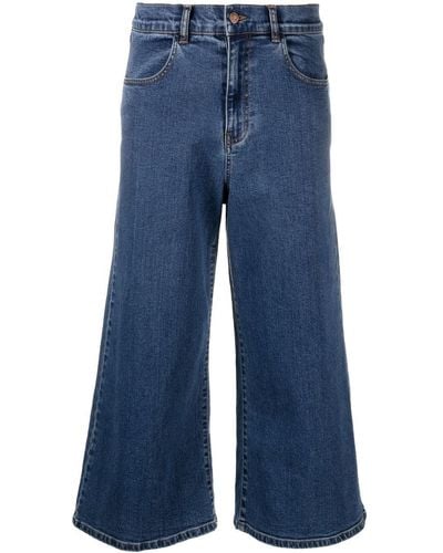 See By Chloé Jeans Crop A Gamba Ampia - Blu