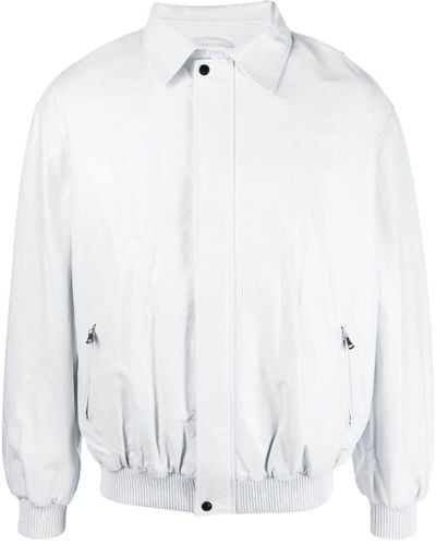 Manokhi Leather Bomber Jacket - White