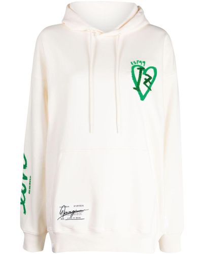 Izzue Motif-embroidered Cotton Blend Hoodie - White