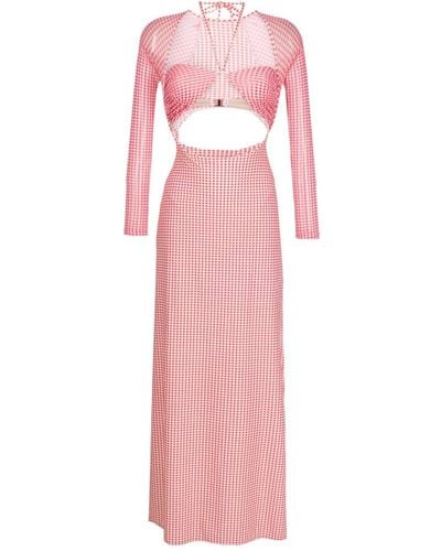 Amir Slama Gingham-check Pattern Maxi Dress - Pink