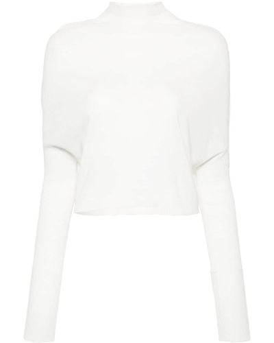 Rick Owens Ribbed-sleeve Cotton Jumper - White