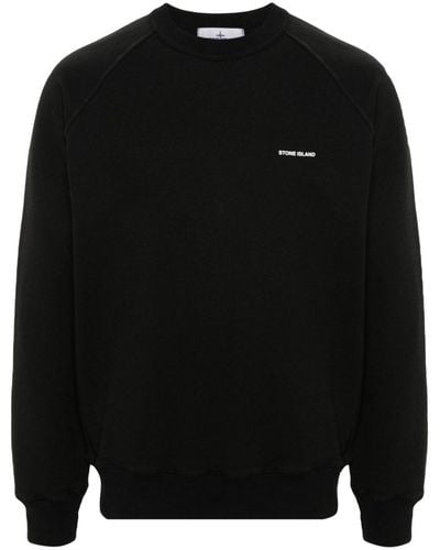 Stone Island Logo-print Cotton Sweatshirt - Black