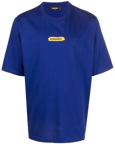 DSquared² Logo-stamp Cottont-shirt - Blue