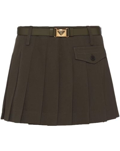 Prada Pleated Gabardine Miniskirt - Black
