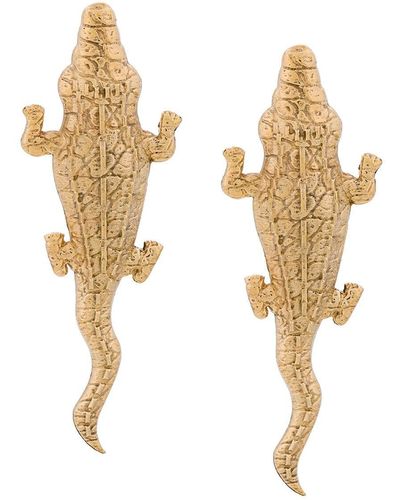 Natia X Lako Medium Crocodile Earrings - Metallic