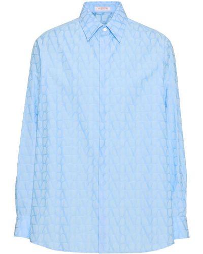 Valentino Garavani Toile Iconographe Katoenen Overhemd - Blauw