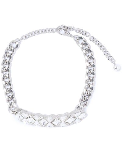 Alessandra Rich Crystal-embellished Chain-link Necklace - Metallic