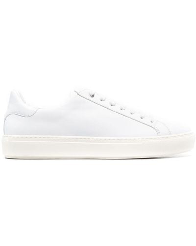 Canali Leather Lace-up Sneakers - White