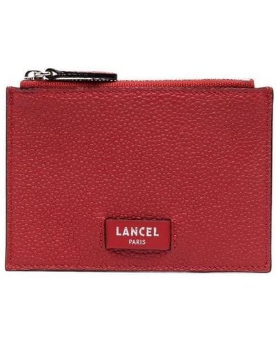 Lancel Logo Leather Card Holder - Red
