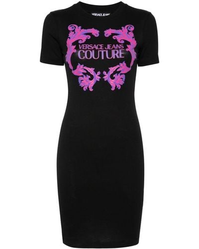 Versace Logo-print Cotton Minidress - Black