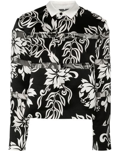 Sacai Chemise à fleurs - Noir
