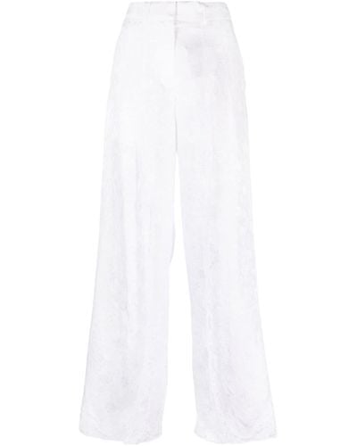 Burberry Weite Hose mit Jacquard-Blumenmuster - Weiß