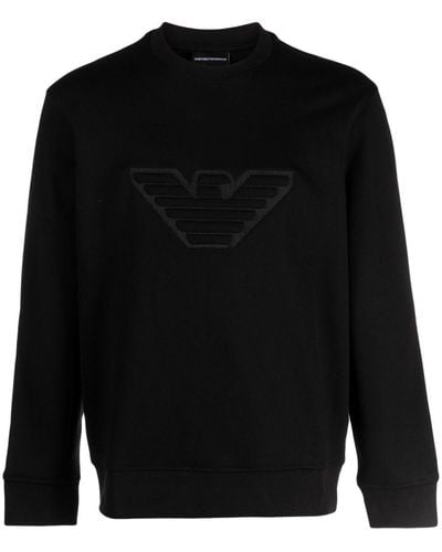 Emporio Armani Logo-embossed Cotton Sweatshirt - Black